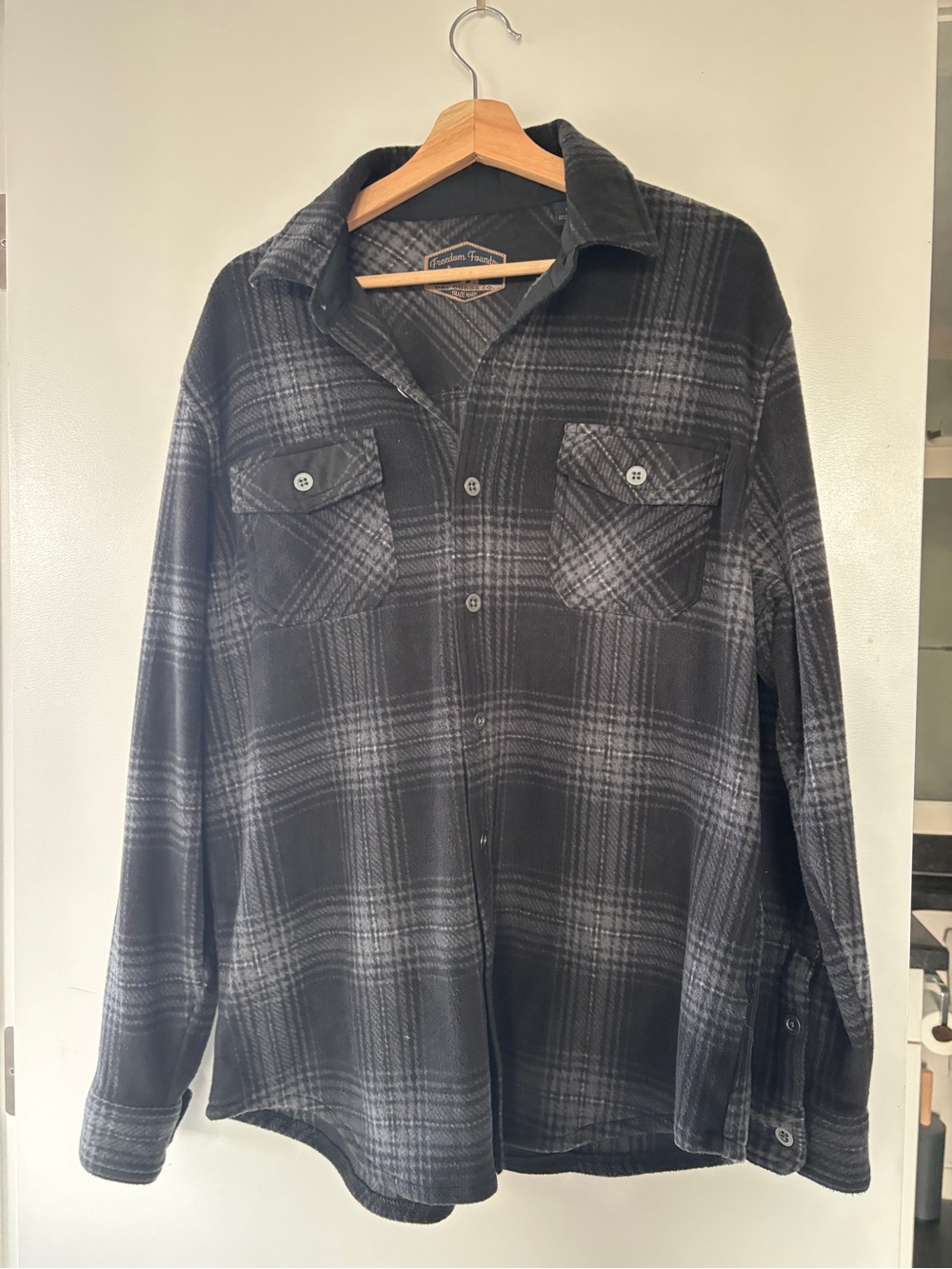 Freedom Foundry Fleece Plaid Button-Up Shacket